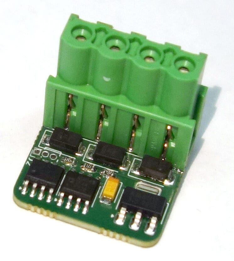 Module AutoStart pour EVBox G2 et G3, petite carte avec son connecteur vert à quatre broches